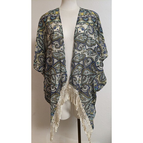 Women's BECCA By Rebecca Virtue Floral Print Crochet Trim Swim Cover M/L - Picture 1 of 8